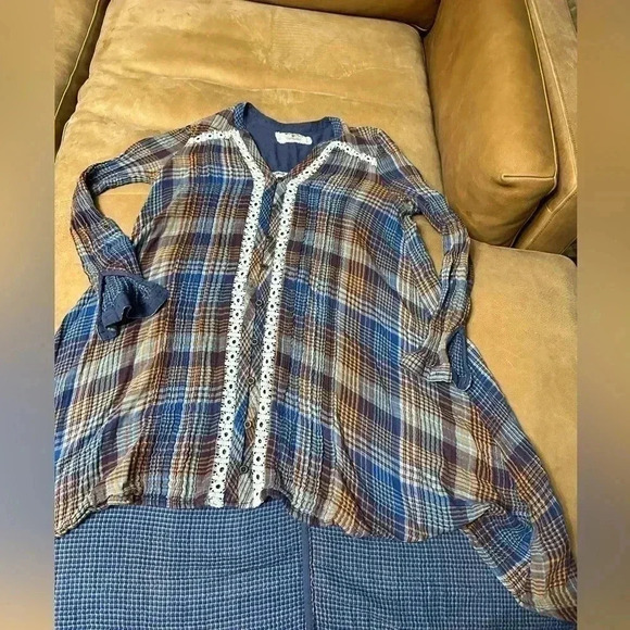 Anthropologie Holding Horses Dress Tunic Plaid Hi-Lo Button Up Womens S - Picture 2 of 11